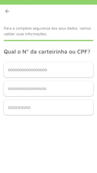 Nº Carteirinha ou CPF